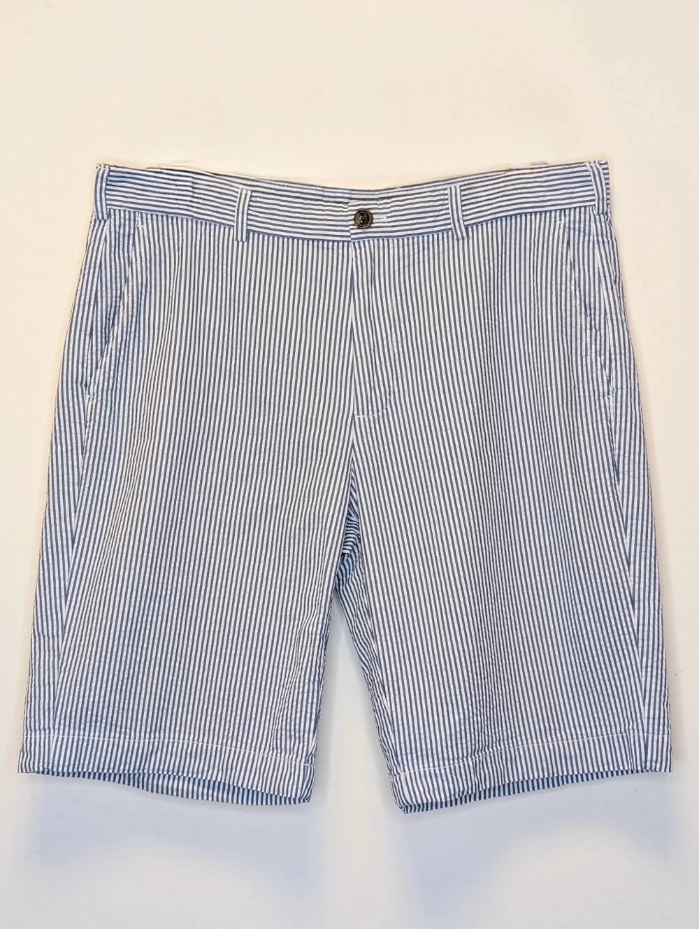 Brooks Brothers Seersucker Stripe Shorts Blue White Classic Preppy Cotton 36